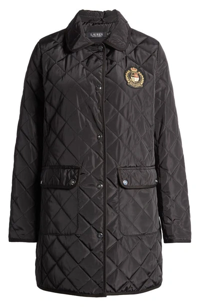 Shop Lauren Ralph Lauren Quilted Coat In Black