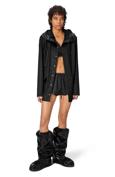 Shop Rains Snap Front Rain Jacket In Black Grain