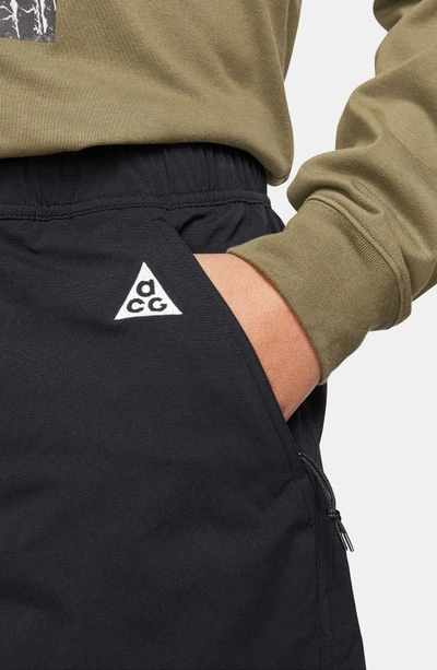 Shop Nike Acg Water Repellent Stretch Nylon Hiking Shorts In Black/ Anthracite/ White