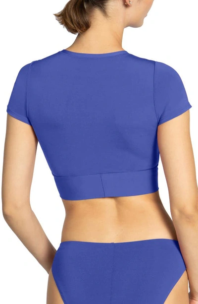 Shop Robin Piccone Ava Knot Front Tee Bikini Top In Ube