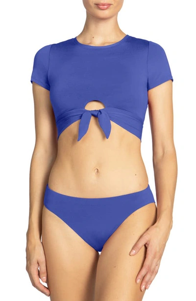 Shop Robin Piccone Ava Knot Front Tee Bikini Top In Ube