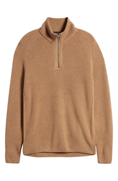 Shop Boss Camel Manto Quarter Zip Camel Hair Sweater In Medium Beige