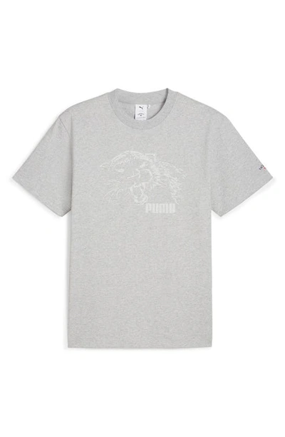 Shop Puma X Noah Logo Graphic T-shirt In Light Gray Heather