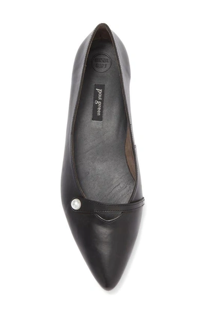 Shop Paul Green Tahitian Pointed Toe Flat In Black Leather