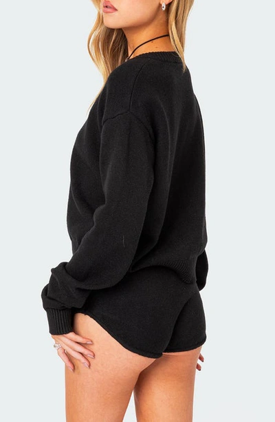 Shop Edikted Comfort Club Oversize Crop Sweater In Black