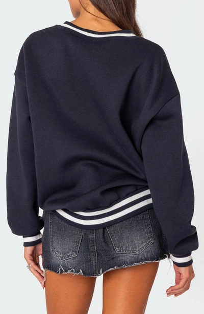 Shop Edikted Caryn Oversize Sweatshirt In Navy