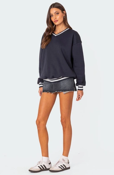 Shop Edikted Caryn Oversize Sweatshirt In Navy