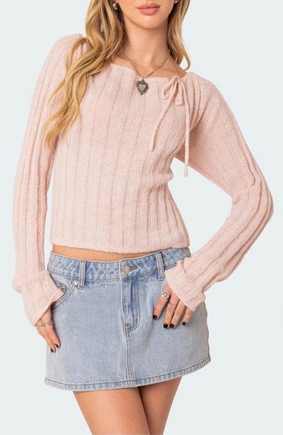 Shop Edikted Emmy Open Back Sweater In Pink