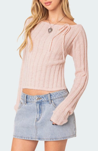 Shop Edikted Emmy Open Back Sweater In Pink