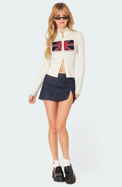 Edikted England Zip Cardigan In Cream