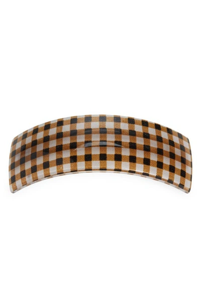 Shop France Luxe 'volume' Rectangle Barrette In Whiskey Check