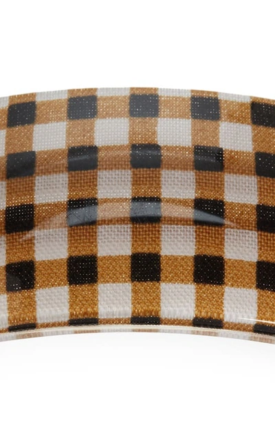 Shop France Luxe 'volume' Rectangle Barrette In Whiskey Check