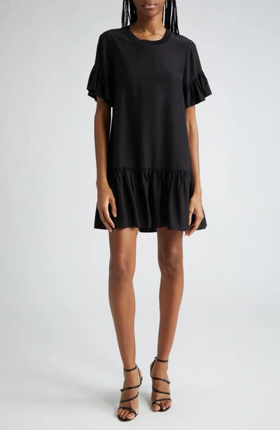 Cinq  Sept Leilah Silk Dropped-waist Flounce Mini Dress In Black | ModeSens