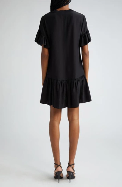 Cinq  Sept Leilah Silk Dropped-waist Flounce Mini Dress In Black | ModeSens