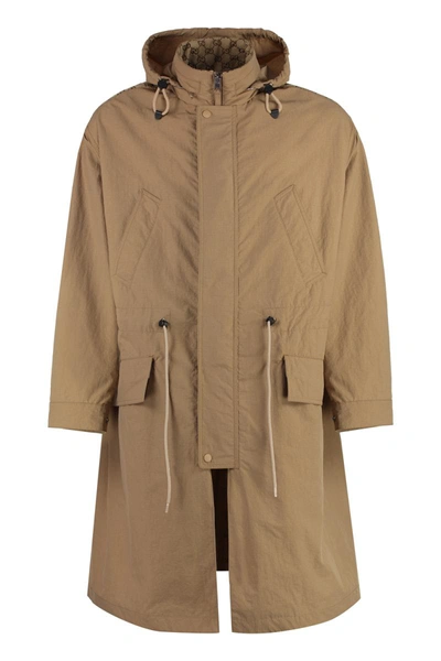 Shop Gucci Technical Fabric Parka In Camel