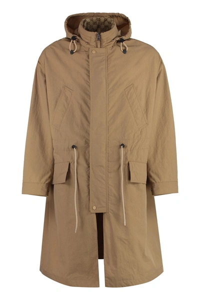 Gucci Men's Technical Fabric Parka In Camel