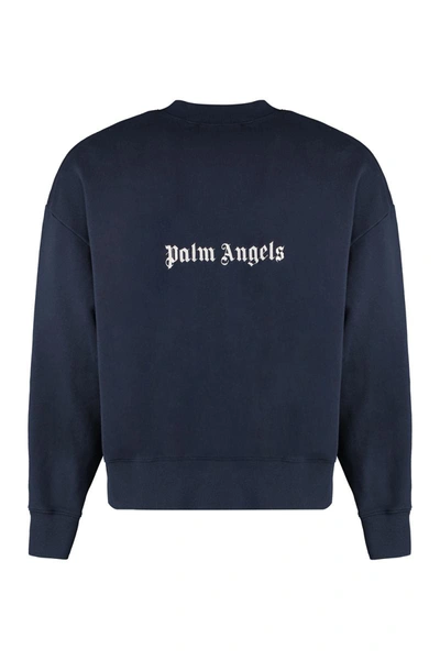 Palm Angels Men's Cotton Crew-neck Sweatshirt In Blue