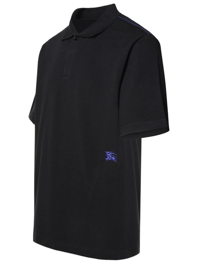 Shop Burberry Black Cotton Polo Shirt