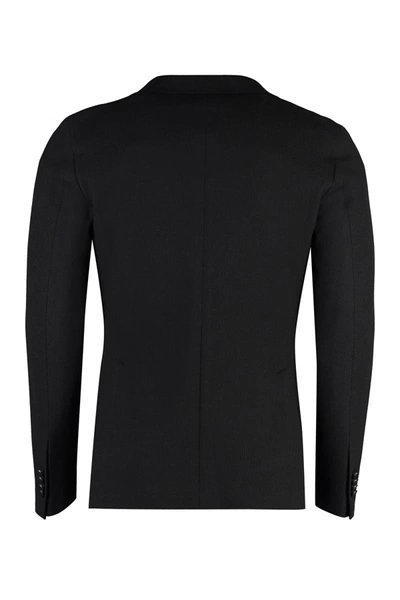 Shop Tagliatore Single-breasted Cotton Blazer In Black