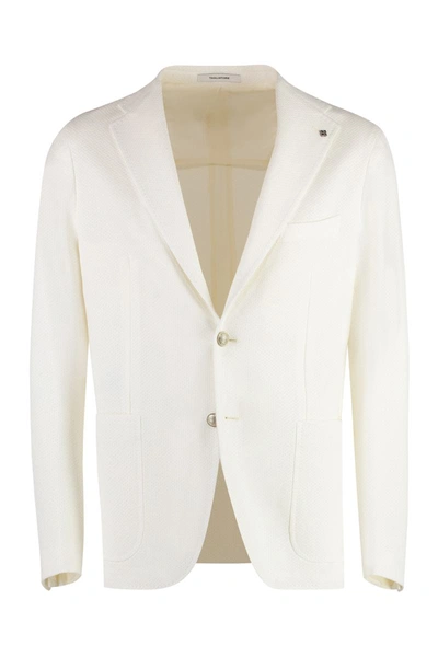 Shop Tagliatore Single-breasted Cotton Blazer In White