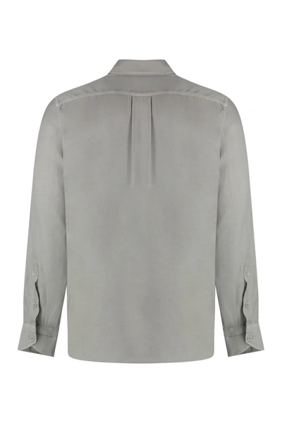 Shop Tom Ford Cotton Twill Shirt In Grey