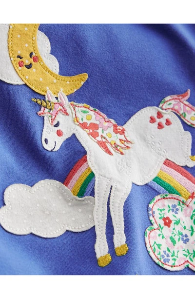 Shop Mini Boden Kids' Unicorn Appliqué Cotton T-shirt In Bluejay Unicorn