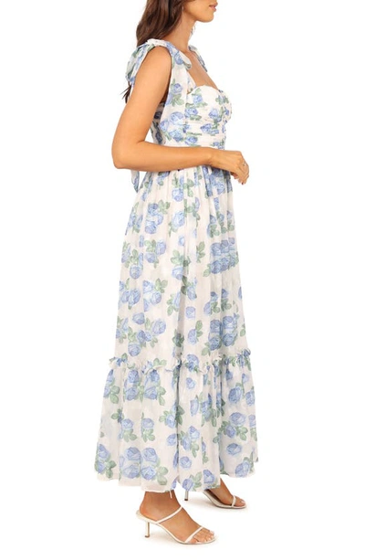 Petal And Pup Floret Bow Strap Midi Sundress In Blue