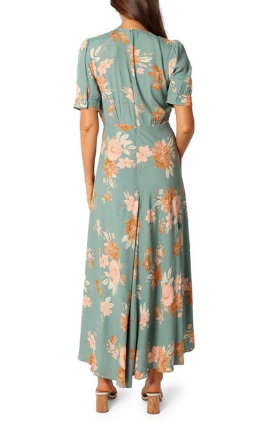 Petal And Pup Frampton Floral Short Sleeve Maxi Dress In Blue Floral