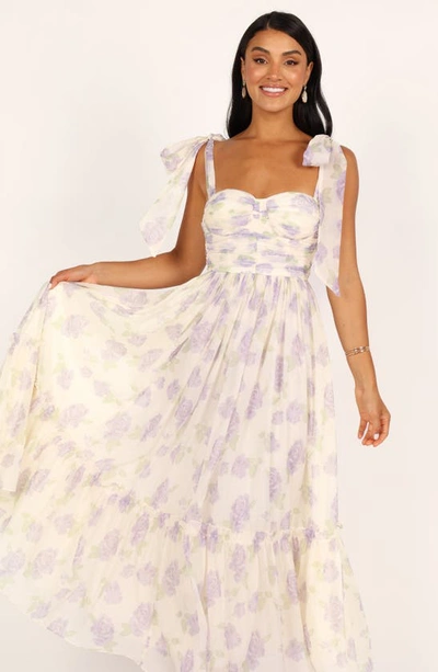 Petal And Pup Floret Bow Strap Midi Sundress In Lavender