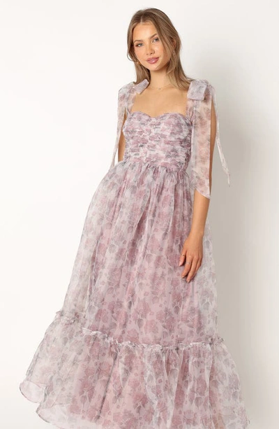 Petal And Pup Floret Bow Strap Midi Sundress In Dark Purple