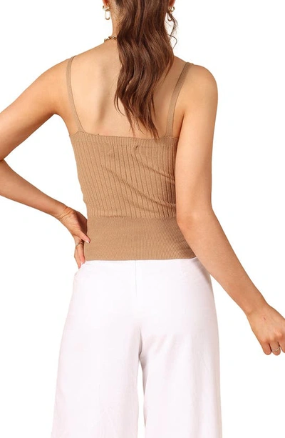 Shop Petal And Pup Petal & Pup Gemma V-neck Rib Sweater Tank In Camel