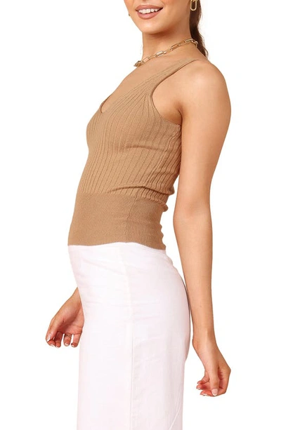 Shop Petal And Pup Petal & Pup Gemma V-neck Rib Sweater Tank In Camel