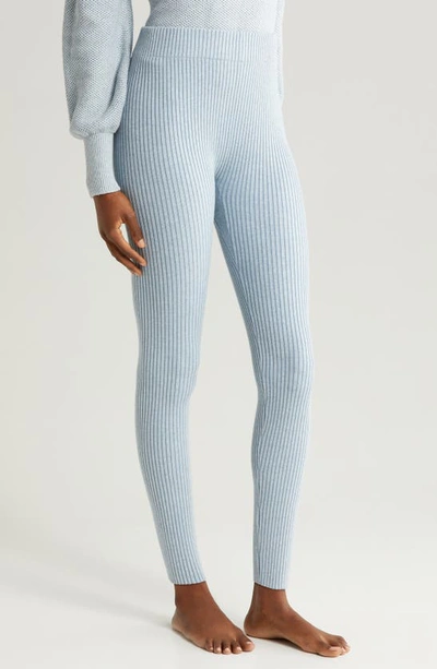 Lunya Rib Cozy Organic Cotton Blend Leggings In Lento Blue Marl.