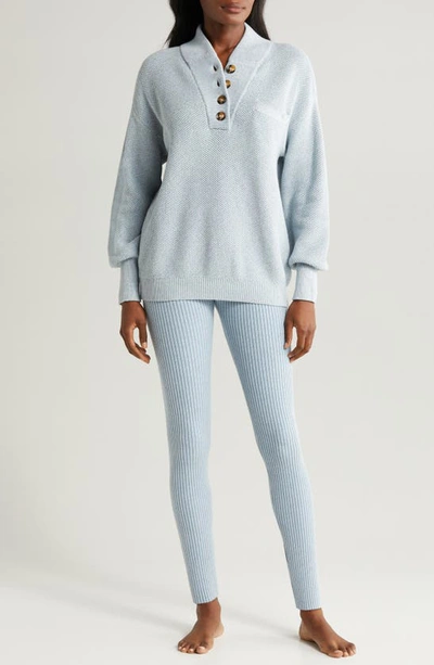 Lunya Rib Cozy Organic Cotton Blend Leggings In Lento Blue Marl.
