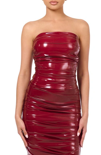 Shop Naked Wardrobe Strapless Corset Top In Dark Red