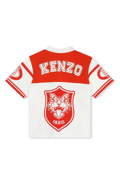 Shop Kenzo Kids' Tiger Polo In Ivory/red