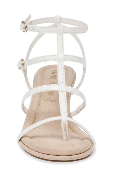 Shop Anne Klein Sandy Cage Wedge Sandal In White Smooth