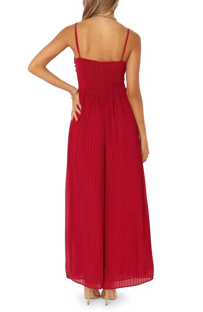 Petal And Pup Alice Pleated Wide Leg Jumpsuit In Red