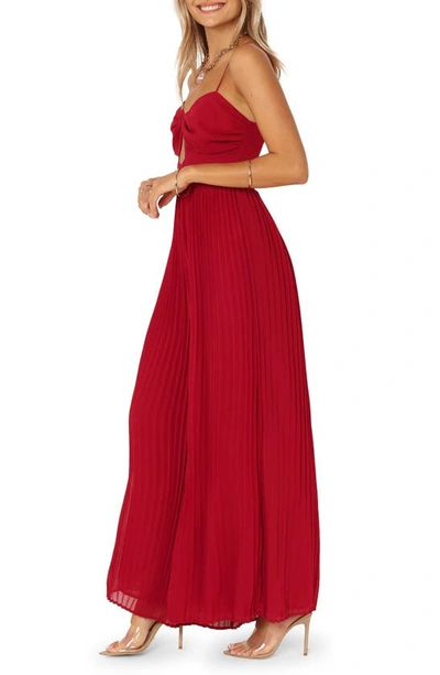 Petal And Pup Alice Pleated Wide Leg Jumpsuit In Red