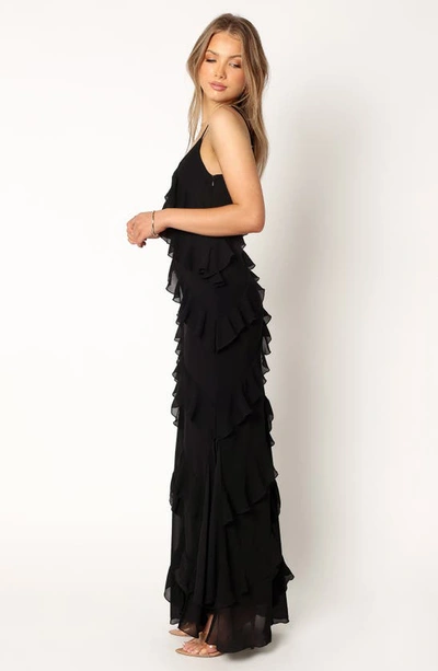 Petal And Pup Petal & Pup Ciao Ruffle Chiffon Gown In Black