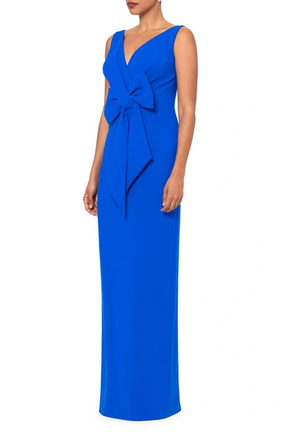 Betsy & Adam Bow Front Scuba Gown In Cobalt