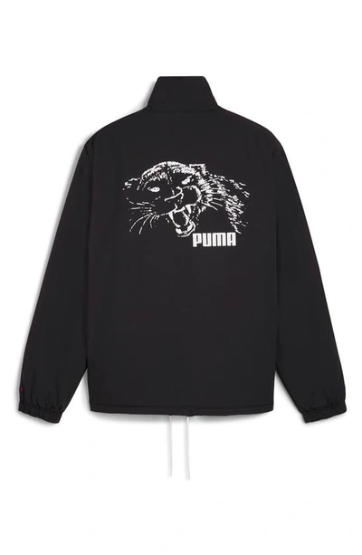 Shop Puma X Noah Water Repellent Coach's Jacket In  Black