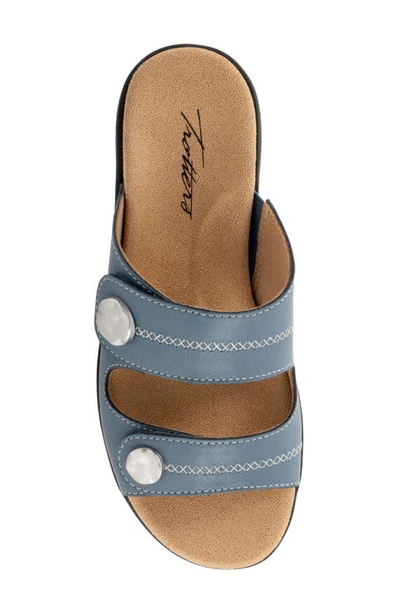 Shop Trotters Ruthie Stitch Slide Sandal In Dusty Blue