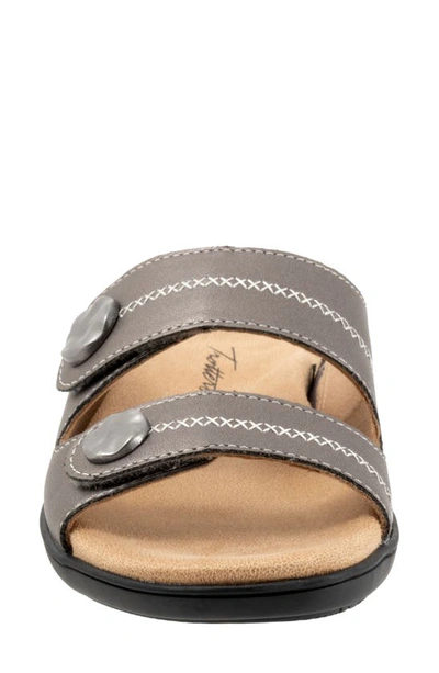 Shop Trotters Ruthie Stitch Slide Sandal In Pewter