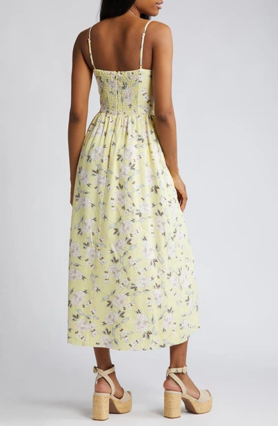 Shop Charles Henry Floral Linen Blend Sundress In Yellow Floral