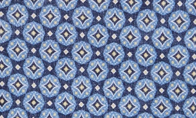 Shop Emanuel Berg 4flex Slim Fit Medallion Print Knit Button-up Shirt In Dark Blue