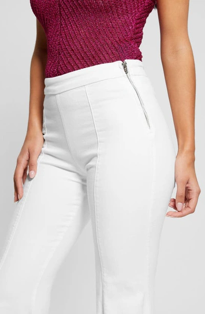 Shop Guess Sofia 1981 High Wast Fray Hem Crop Flare Jeans In White