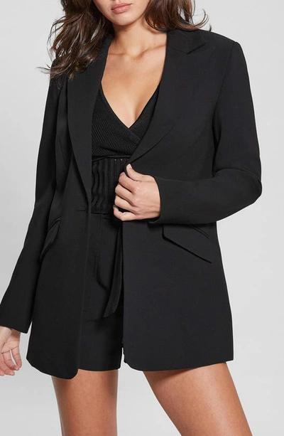 Shop Guess Valentina Single Button Blazer In Black