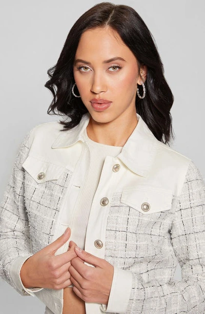 Guess Women's Clarissa Long-sleeve Tweed Jacket In White