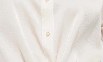 Shop Guess Jun Satin Tie Hem Button-up Shirt In White